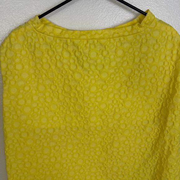 Tish Cox Designer Top Womens XS Yellow Shirt Jacquard Cap Polka Dot Made in USA - Picture 11 of 11